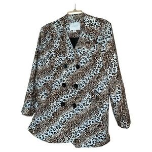 Jaclyn‎ Smith Animal Print Double Breasted Trench Coat Large Glam Maximalist